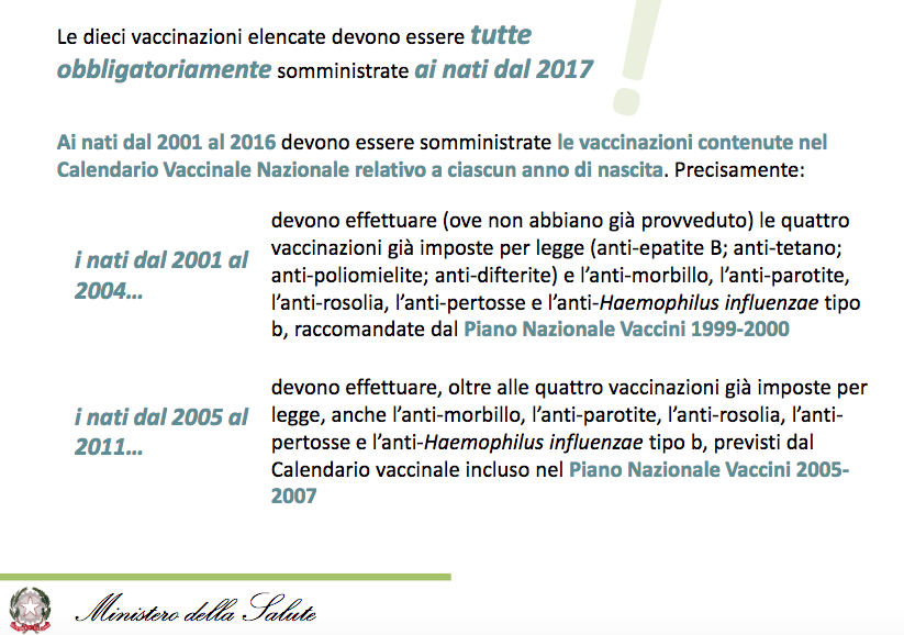 Calendario vaccinazioni